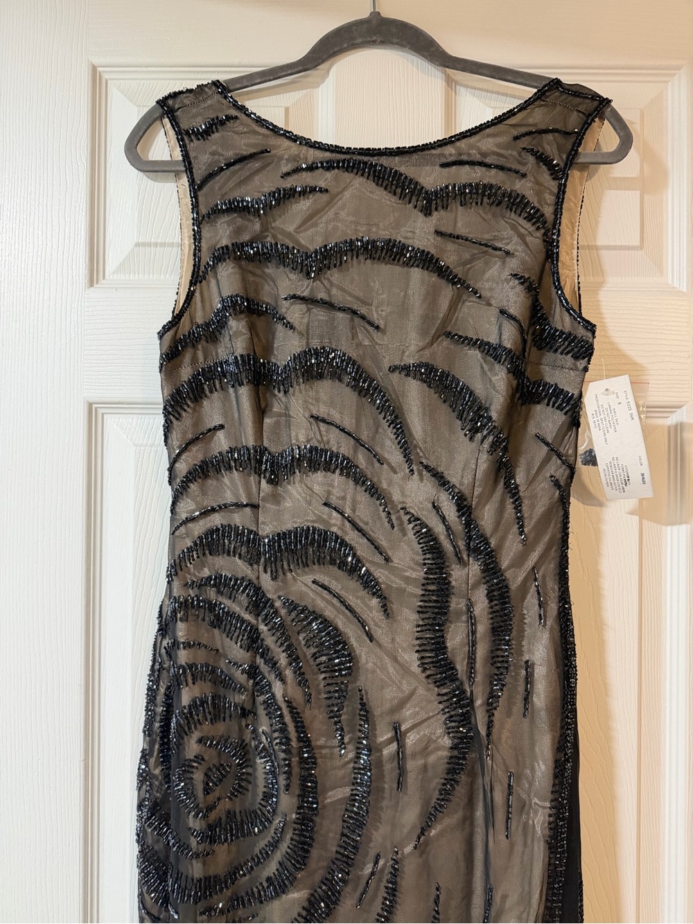 NWT Chaudry 90’s Deadstock Vintage Silk Beaded Formal Prom Dress Full Length